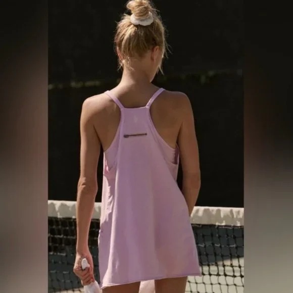 Free People Hot Shot Mini Dress with Built in Shorts Bright Orchid Pink - Large - Picture 3 of 7